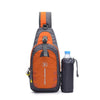 Outdoor Sports Sling Bag, Casual Nylon Crossbody Bag, Waterproof Chest Bag With Water Bottle Holder.