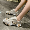 Autumn Women Casual Sneakers Luxury Designers Rhinestone Diamond Thick Bottoms Shoes Female Tennis Trainers Jogging Walking Shoe