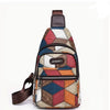 Stylish Multicolor Geometric Pattern Patched Sling Bag - Lightweight Zipper Coin Purse
